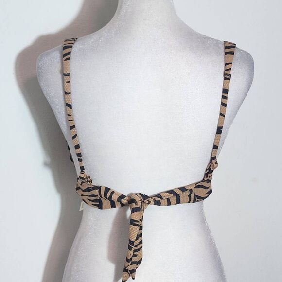Aerie Tan and Black Tiger Print Bikini Top NWT Size Medium Triangle Bikini Top - Picture 4 of 10